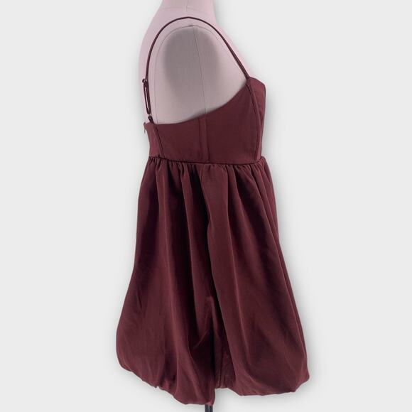 ASTR The Label Bustier Bubble Hem Mini Dress in Merlot L - Picture 4 of 13